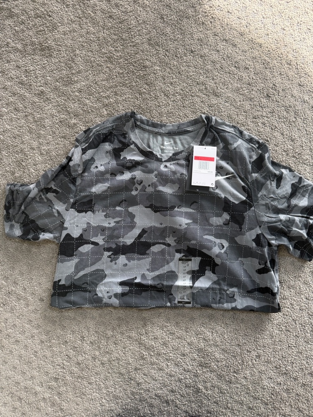 Mens Grey Camo Short Sleeve Top - Brand Nike
